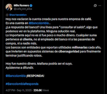 La denunciante reportó cuando su