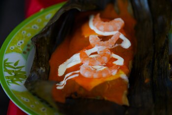Un tamal de gamba, en