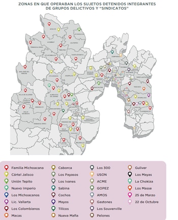 Estos eran los municipios donde operaba el CJNG, la Familia Michoacana y los sindicatos criminales del Edomex