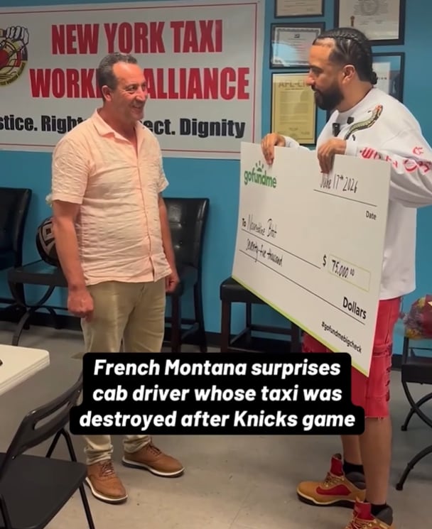 French Montana impulsó una campaña con Zachery Dereniowski y la New York Taxi Workers Alliance para ayudar a Noureddine Bitat (Captura @CBS News)