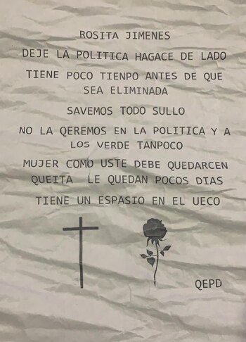 Amenazas contra la lideresa de