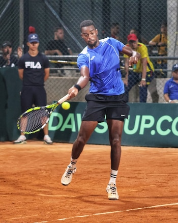 El barbadiense Darian King fue el gran dolor de cabeza de Colombia en Copa Davis, complicando el partido de dobles y venciendo a Adriá Soriano y Nicolás Mejía en sencillos - crédito @matchtenis/Instagram