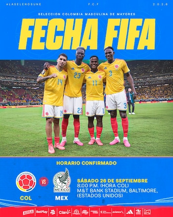 Afiche de la Federación Colombiana de Fútbol para el partido de Colombia vs. México - crédito FCF