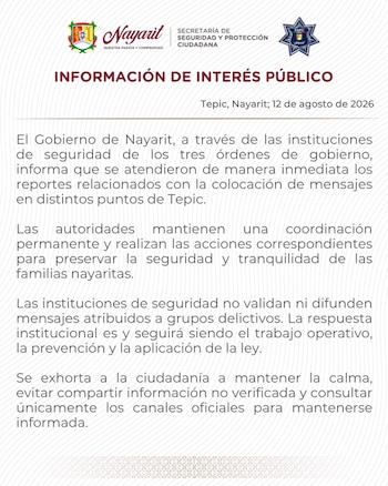 Comunicado del Gobierno de Nayarit.