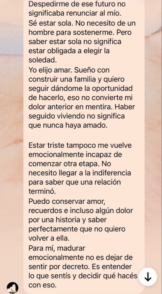 “Haber seguido viviendo no significa que nunca haya amado”, expresó la artista
