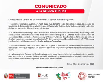 Comunicado de la Procuraduría General