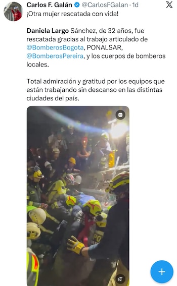 Pronunciamiento de Carlos Fernando Galán al rescate de Daniela Largo - crédito @CarlosFGalan/X