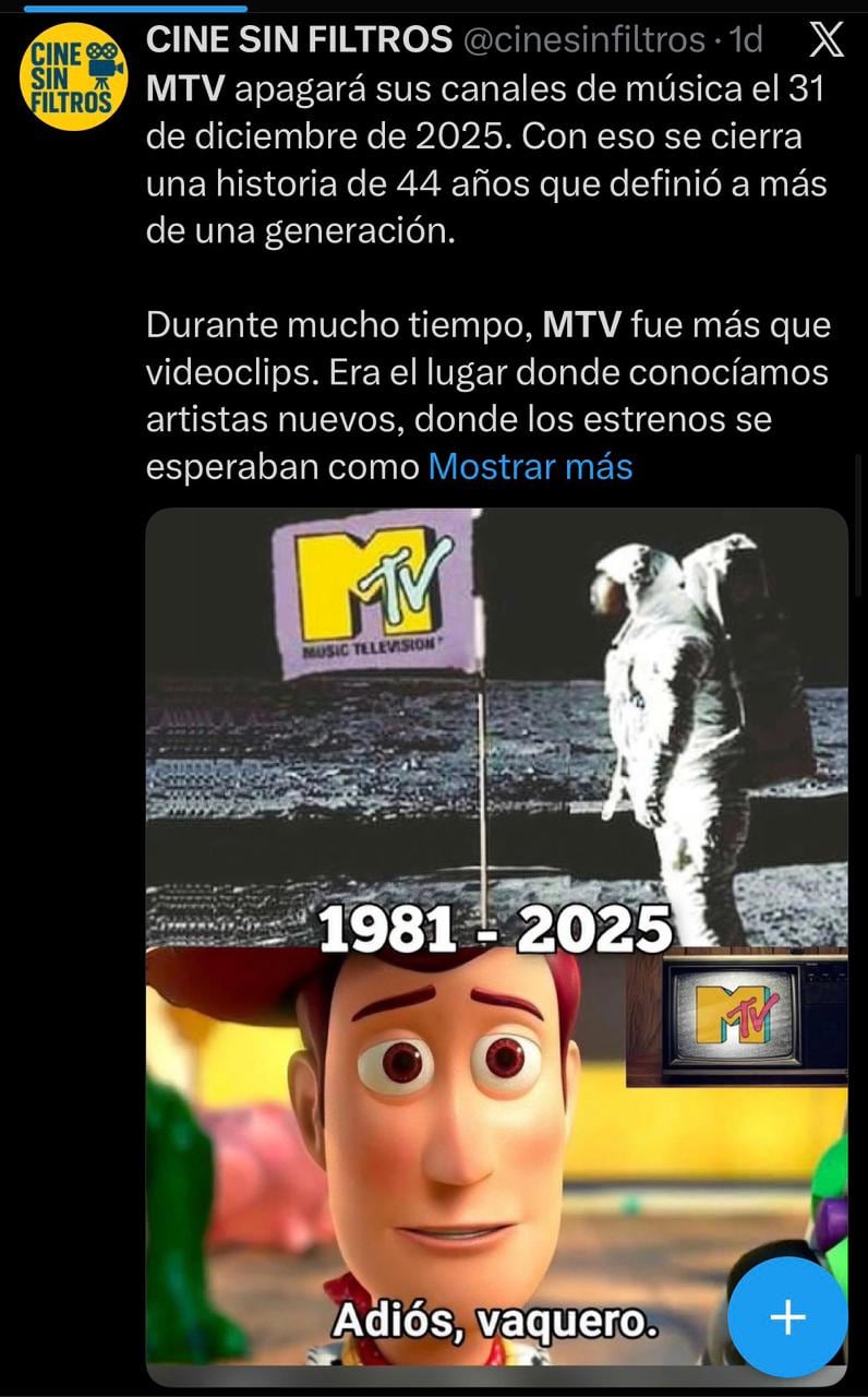 La despedida de MTV en redes (captura de pantalla)