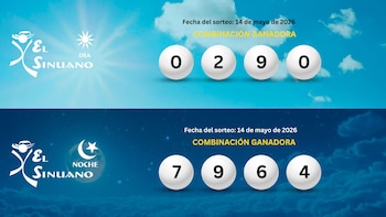 Los números ganadores del Sinuano Día y Noche del jueves 14 de mayo de 2026. (Infobae)