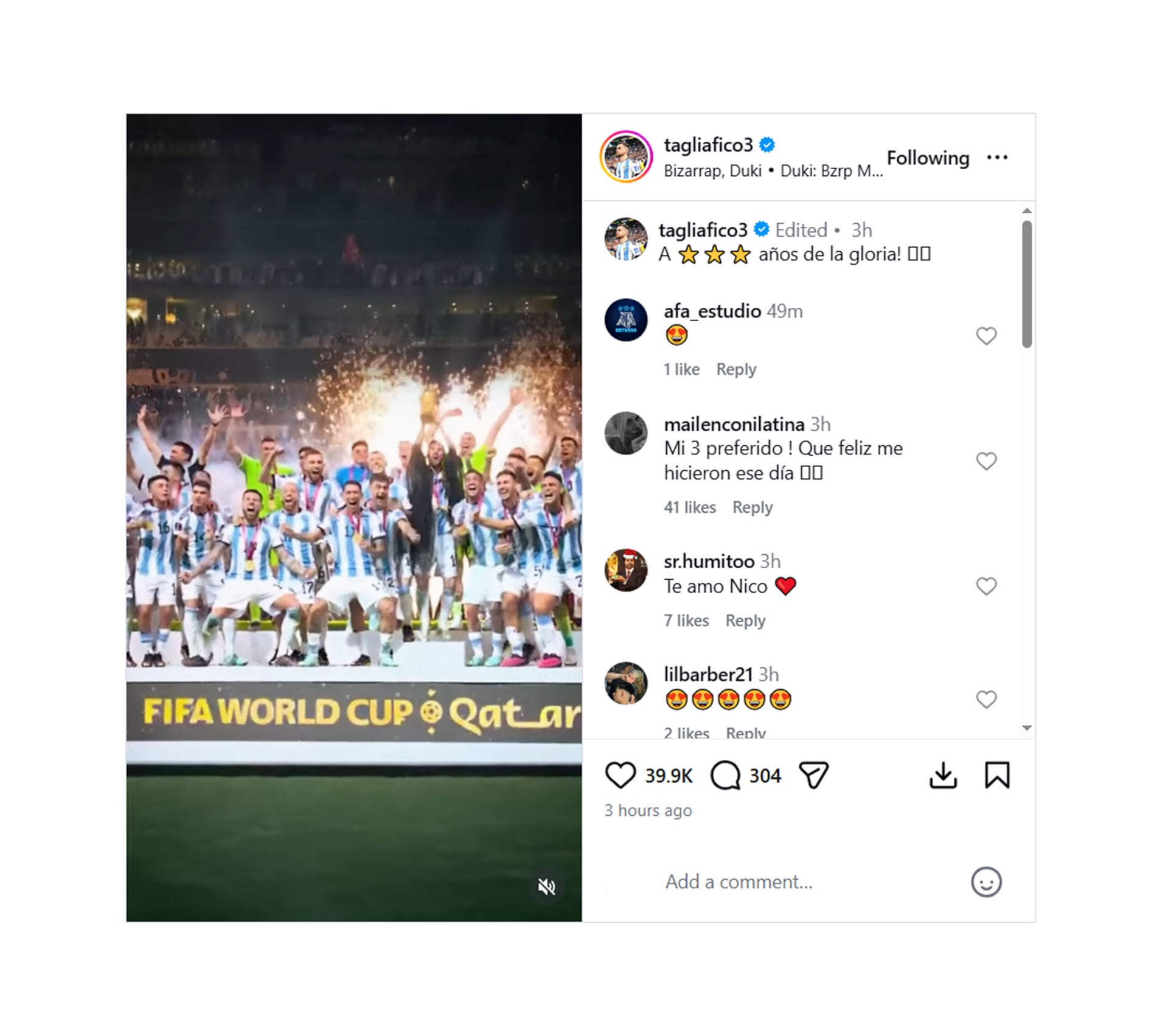 Nicolás Tagliafico y su recuerdo del Mundial 2022