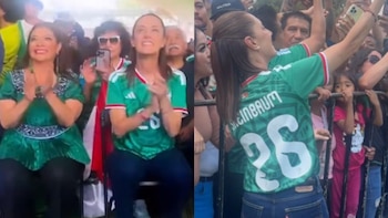 Sheinbaum vió la inauguración del Mundial en el Deportivo Hermanos Galeana. | X- Clara Brugada / Ana María Lomelí