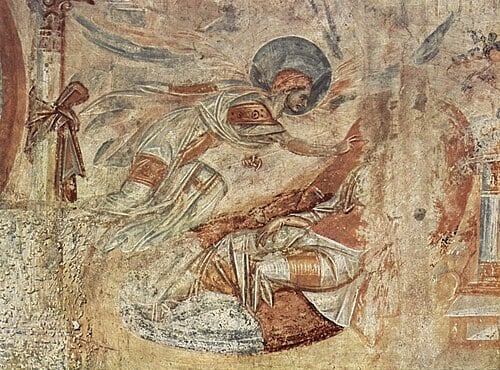 Un fresco de la iglesia de Santa Maria foris portas en Castelseprio representa la aparición de un ángel ante la figura reclinada de San José. (Ministerio de Turismo de Italia)