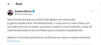 Gustavo Bolívar resaltó el sistema electoral de Venezuela - crédito @GustavoBolivar