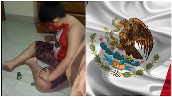 niño se pinta de bandera
