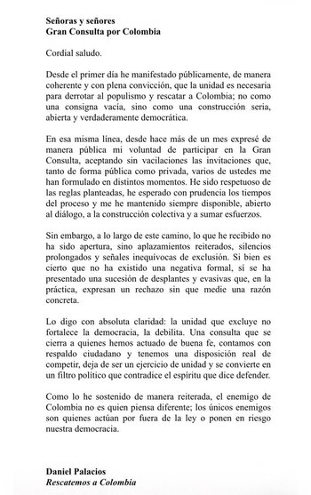 Daniel Palacios sostuvo que no