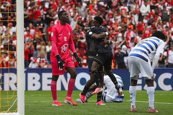 Hugo Rodallega marcó su primer gol en el torneo Clausura de Colombia con la camiseta de Independiente Santa Fe - crédito Catalina Olaya/Colprensa