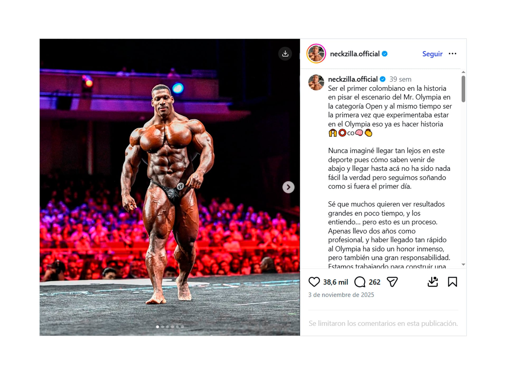 Neckzilla compitió en el Mr Olympia 2025 (@neckzilla.official)