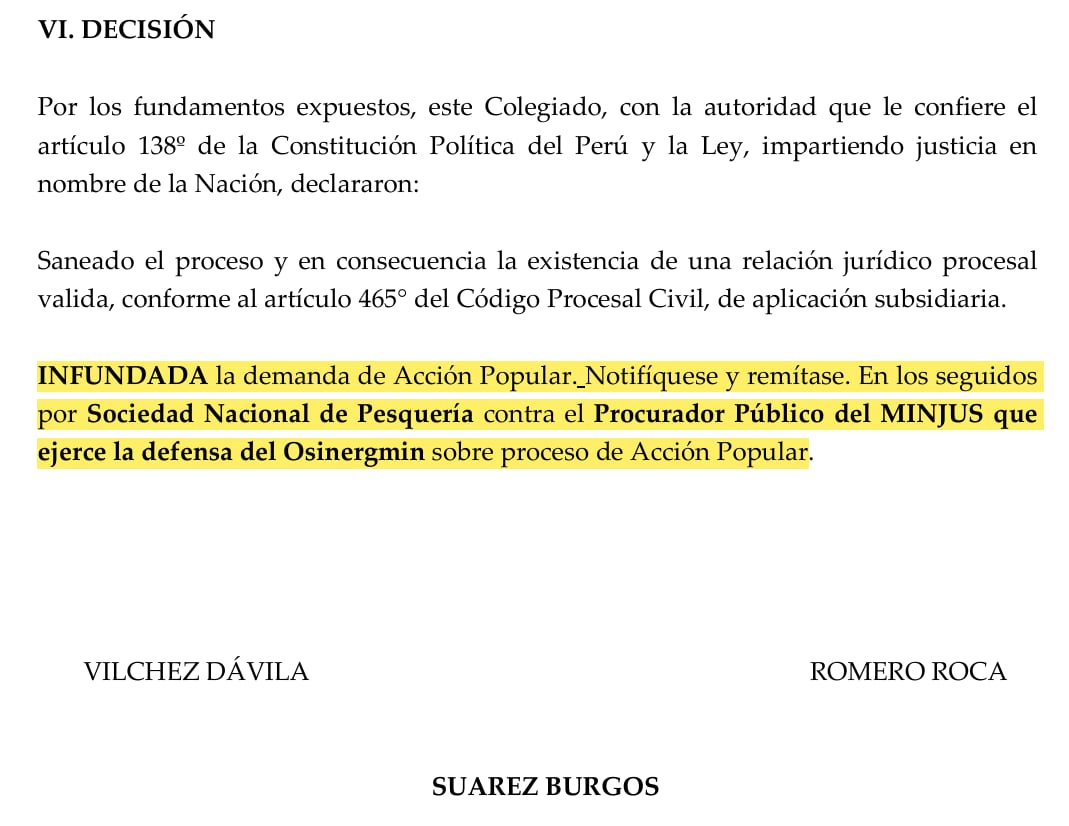 Sala declara infundada demanda de la SNP