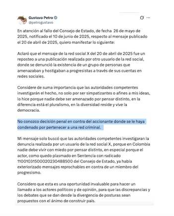 Con esta publicación en X,