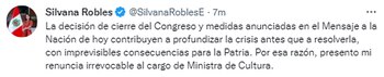 Tuit de Silvana Robles.