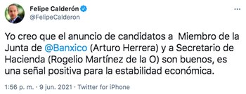 Felipe Calderón lo consideró una