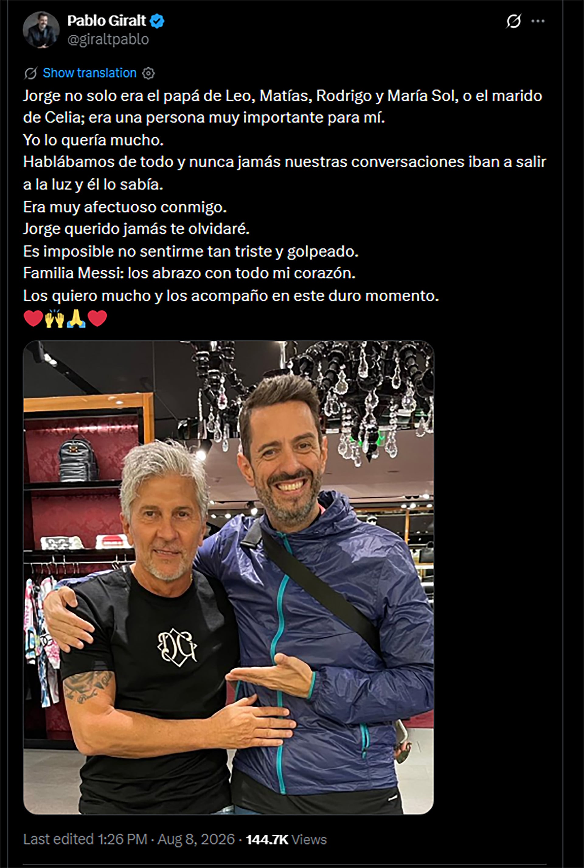 El saludo de Pablo Giralt, relator de Telefe de los últimos mundiales