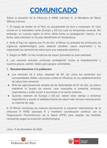 Comunicado del Minsa