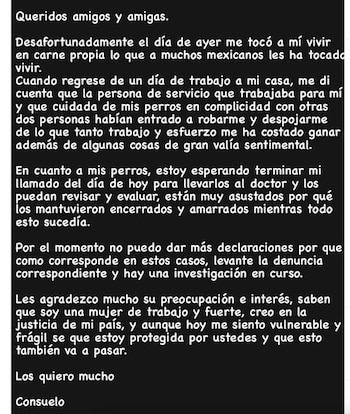 Consuelo Duval aclara quién le