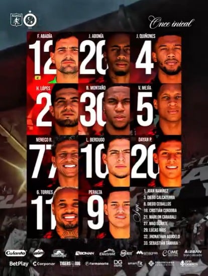 Titulares de Cúcuta Deportivo para el partido ante América de Cali en el Pascual Guerrero - crédito Cúcuta Deportivo/X