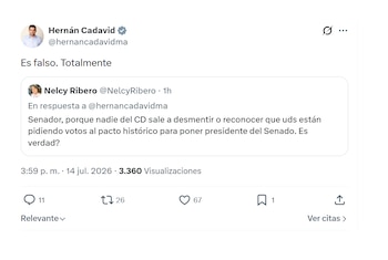 Hernán Cadavid y su respuesta sobre polémica por nuevo presidente del Congreso
