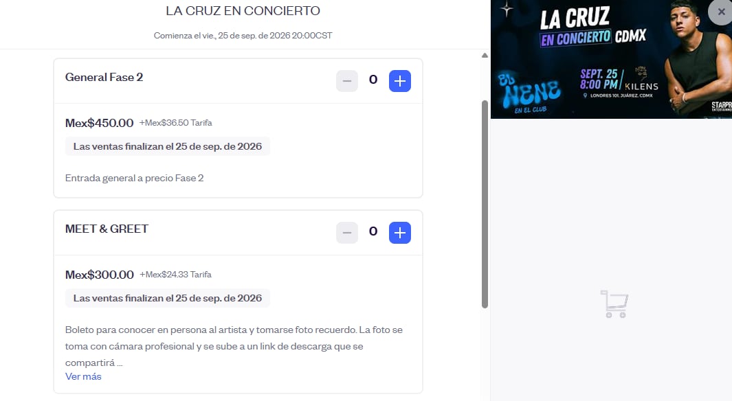 El concierto de La Cruz en la Ciudad de México está programado para el viernes 25 de septiembre de 2026, en el recinto Kilens
(RS)