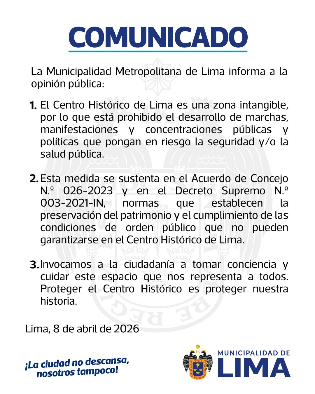 El área intangible supera los 10 km² e incluye avenidas céntricas y edificios importantes como el Palacio de Gobierno, el Palacio Municipal y el Congreso