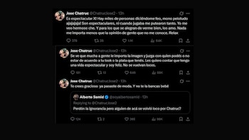 Captura de pantalla de tweets de Jose Chatruc y Alberto Samid en X. Incluye texto, avatares y métricas de interacción visibles, con una fuente digital clara