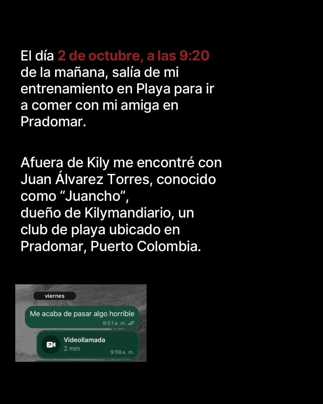 La supuesta víctima afirmó que todo se dio en Kilymandiario, en Puerto Colombia - crédito Instagram