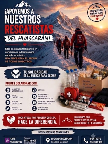 Diego Seyfarth difundió una campaña para apoyar a los rescatistas con implementos para el frío, víveres y botiquines. IG