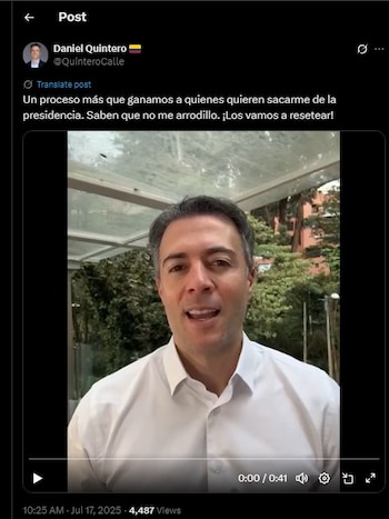 Daniel Quintero volvió a insistir