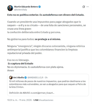 Con este mensaje en X,