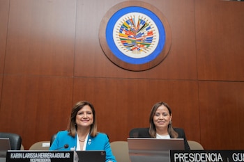 La vicepresidenta Karin Herrera lidera la delegación de Guatemala en la VIII Reunión de Autoridades Nacionales sobre Trata de Personas de la OEA en Washington D. C. (Cortesía: Vicepresidenta Karin Herrera)