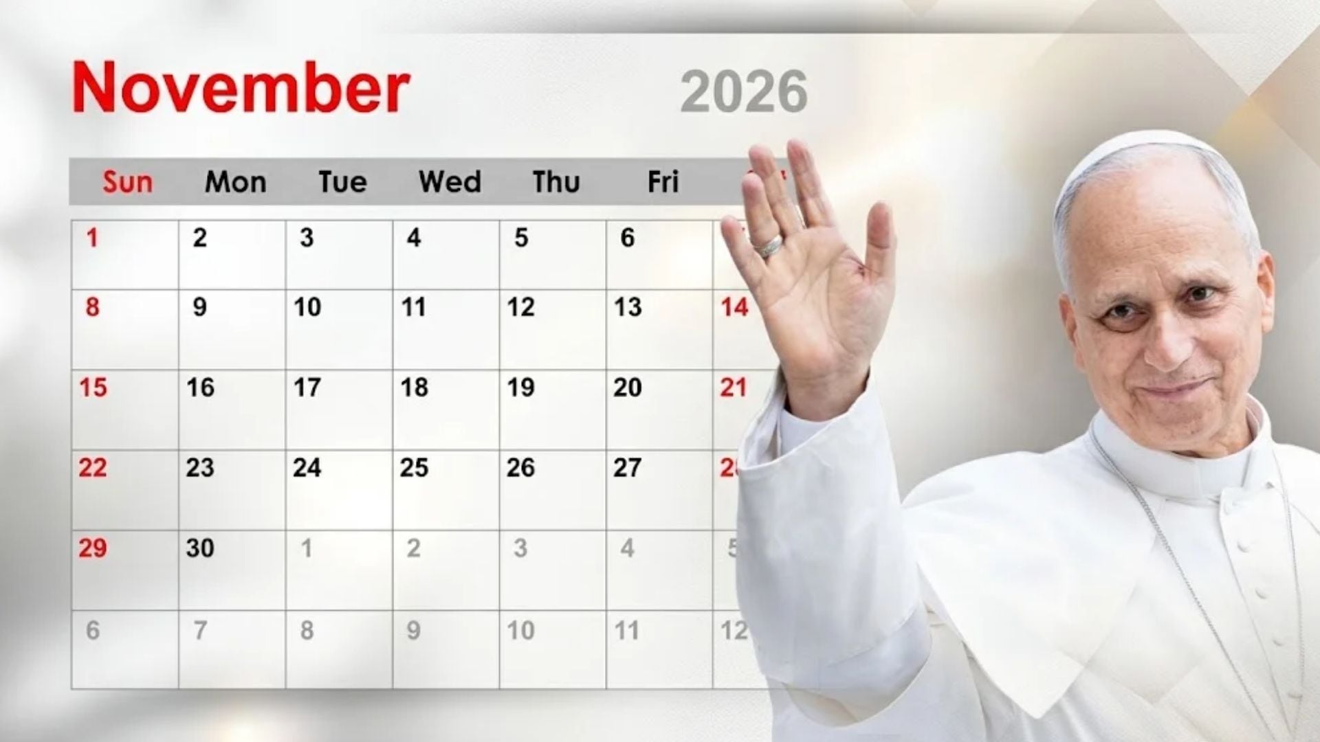 ¿Cuándo debo recuperar las horas no trabajadas en noviembre de 2026 por la visita del Papa León XIV?