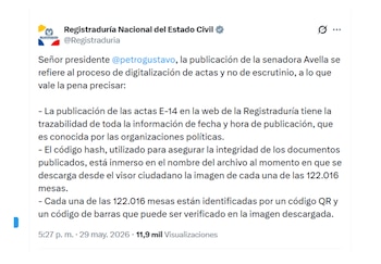 Registraduría Nacional en X