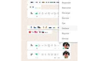 Los mensajes destacados aparecen en