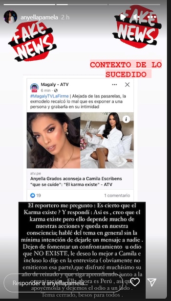 Anyella Grados desmintió advertencia a