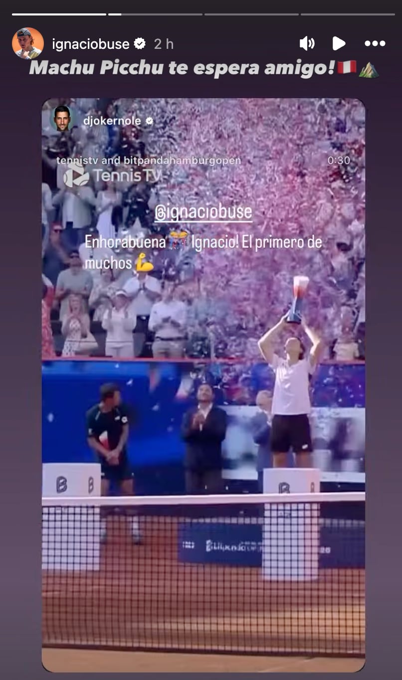 Ignacio Buse extendió invitación a Novak Djokovic para que conozca Machu Picchu. Crédito: Instagram Ignacio Buse.