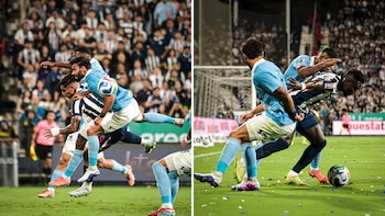 La defensa de Sporting Cristal controló bien a Luis Ramos y Eryc Castillo.