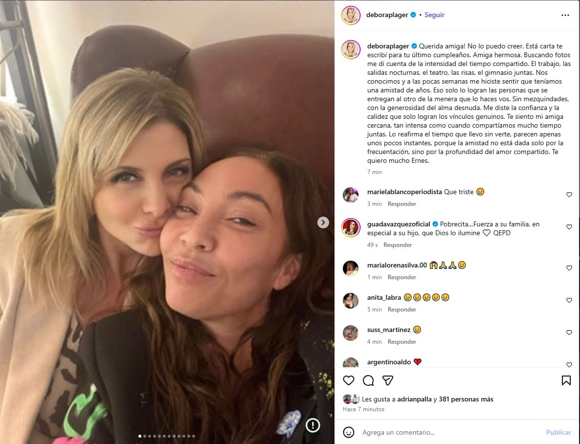 Débora Plager recortó una carta que le escribió para su último cumpleaños