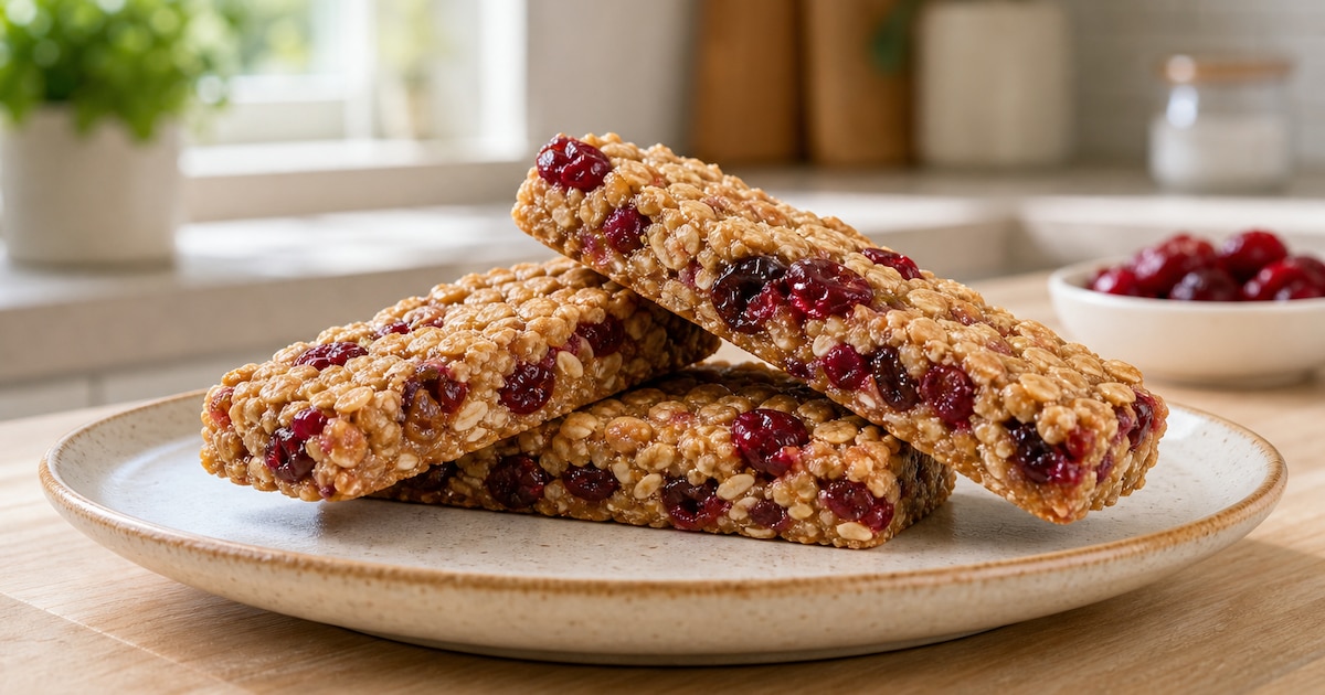 Publican receta de barritas de avena y arándano sin horno con cuatro