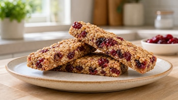 Barritas de avena y arándano sin horno: snack saludable para toda la familia