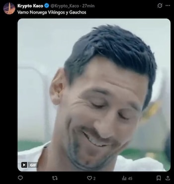 Captura de una publicación de la red social X que incluye el rostro en primer plano del futbolista Lionel Messi con una sonrisa
