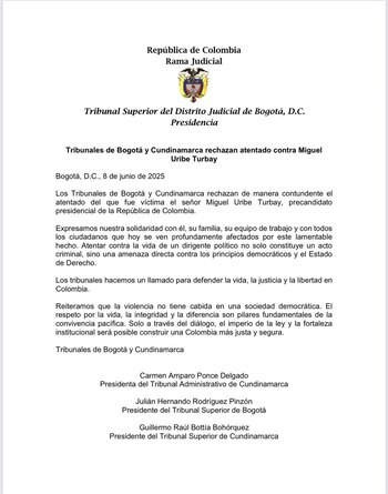 Comunicado de los tribunales de