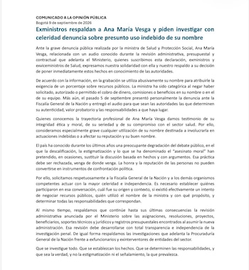 Los firmantes destacaron la integridad ética y moral de la exdirectora de Acemi, así como su trayectoria en el sector - crédito Suministrado infobae